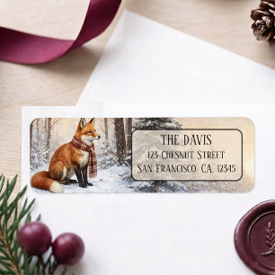 Winter Vibes Watercolor Fox Return address