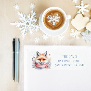 Winter Vibes Watercolor Fox Return address 