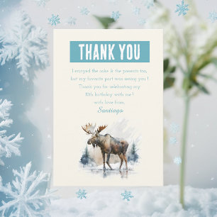 Winter vibes Watercolor Moose - Birthday  Thank You Card