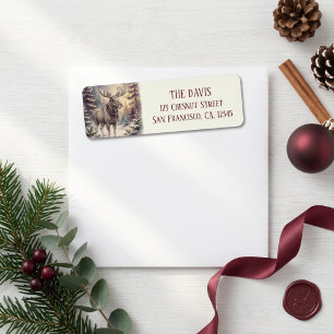 Winter Vibes Watercolor Moose Return address