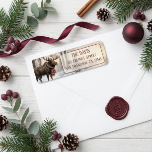 Winter Vibes Watercolor Moose Return address