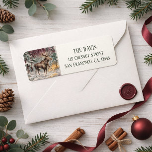 Winter Vibes Watercolor Moose Return address