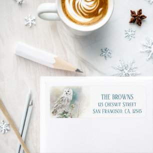 Winter Vibes Watercolor Owl Return address 