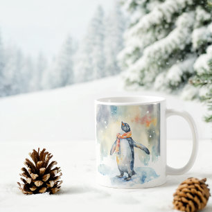 Winter Vibes Watercolor Penguin Coffee Mug