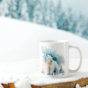 Winter Vibes Watercolor Polar Bear Coffee Mug