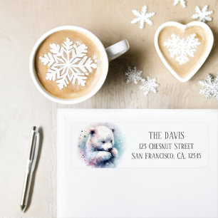Winter Vibes Watercolor Polar Bear Return address 
