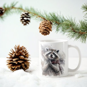 Winter Vibes Watercolor Racoon Coffee Mug