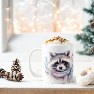 Winter Vibes Watercolor Racoon - Coffee Mug
