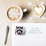 Winter Vibes Watercolor Racoon Return address<br><div class="desc">Winter vibes return address labels featuring a cute watercolor racoon. Customisable.</div>