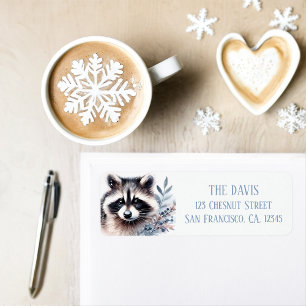 Winter Vibes Watercolor Racoon Return address