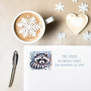 Winter Vibes Watercolor Racoon Return address 