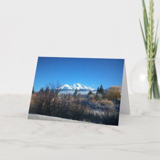 Winter View at Mount Shasta, CA Card (Front)