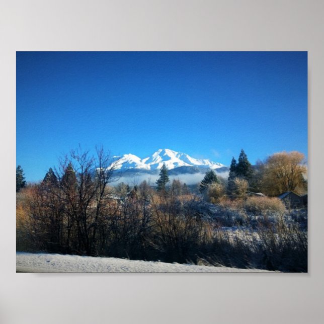 Winter View at Mount Shasta, CA Poster (Front)