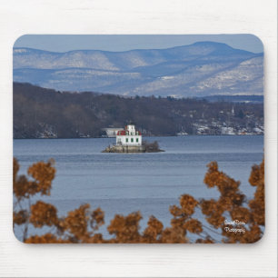 Winter View of Esopus Meadows Lighthouse Mouse Mat