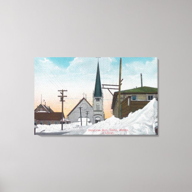 Winter View of Steadman Avenue Covered in Snow Canvas Print (Front)