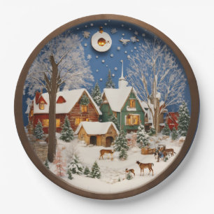 "Winter Village 3D Wall Art" Paper Plate