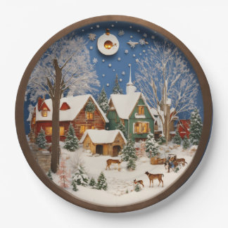 "Winter Village 3D Wall Art" Paper Plate