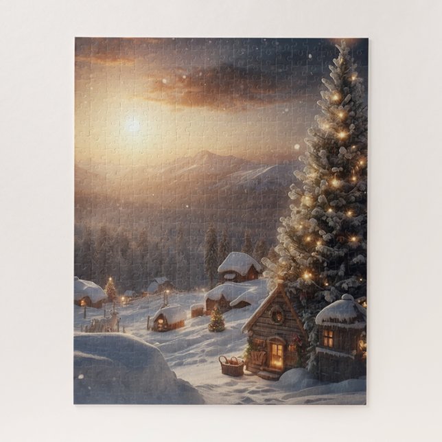 WINTER VILLAGE ART CHRISTMAS JIGSAW PUZZLE (Vertical)