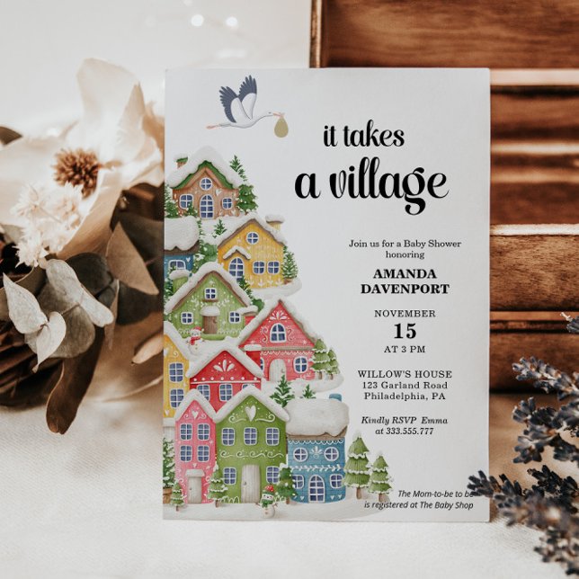 Winter village Baby Shower snowy Invitation (Creator Uploaded)