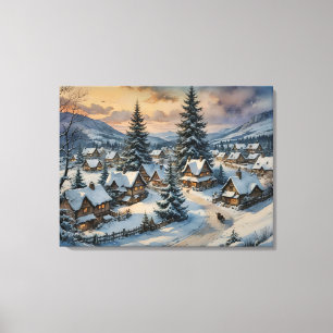 Winter Village Canvas Art