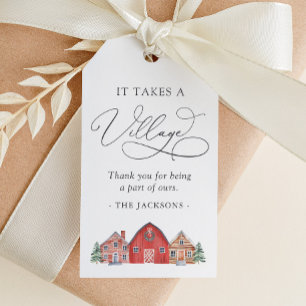 Winter Village Christmas Baby Shower Thank You Gift Tags