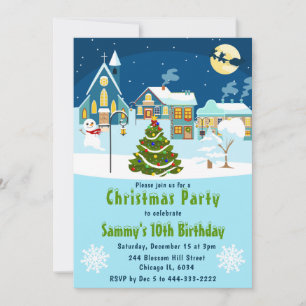 Winter Village Christmas Birthday Party Invitation