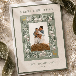 Winter Village Frame Family Photo Christmas Holiday Card