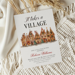  Winter Village Gender Neutral Baby Shower Invitation