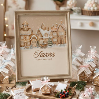 Winter Village Gingerbread Party Favour Poster