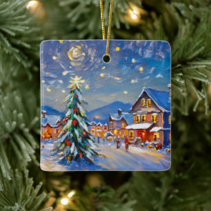 Winter Village Holiday Ceramic Ornament