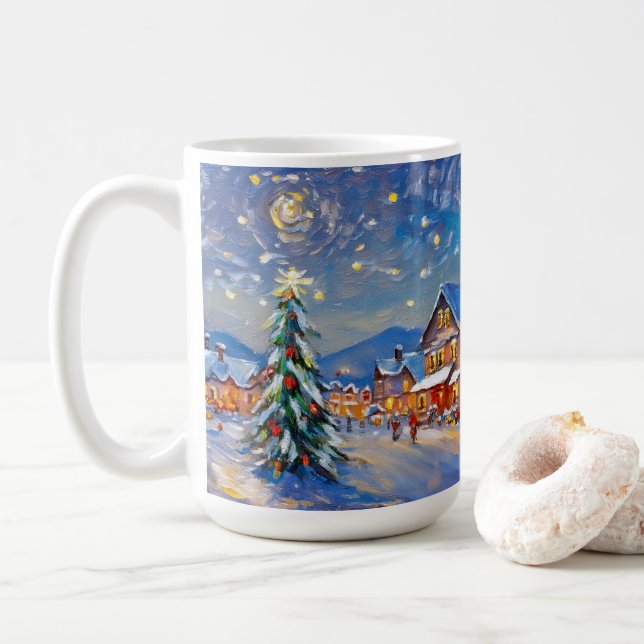 Winter Village Holiday Coffee Mug (With Donut)