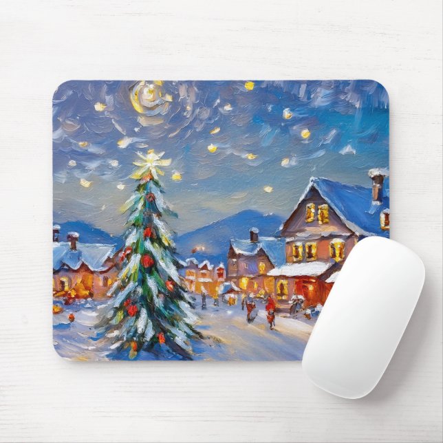 Winter Village Holiday Mouse Mat (With Mouse)