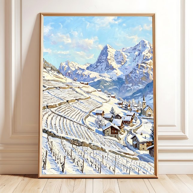 Winter Village Landscape Canvas Art Poster (Creator Uploaded)