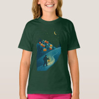 Winter Village Lantern Walk Night Scene Girls' T-S