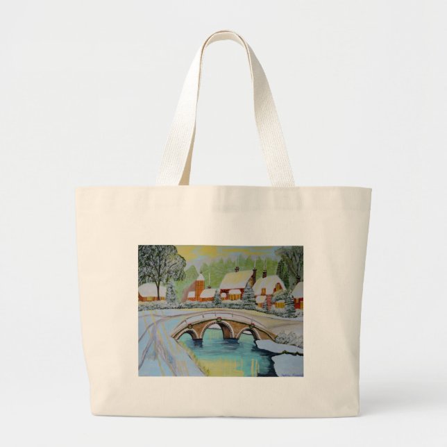 winter village large tote bag (Front)