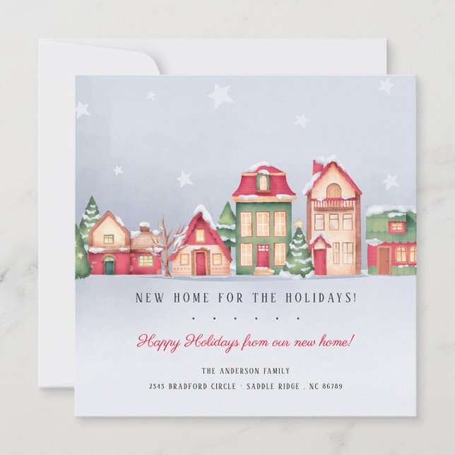 Winter Village New Home for the Holidays Christmas Invitation (Front)