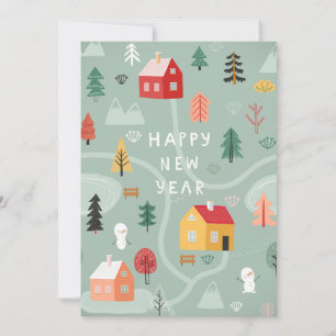 Winter Village New Year - A Cosy Start Holiday Card