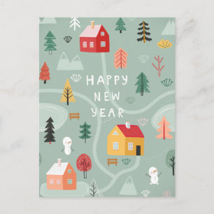 Winter Village New Year - A Cosy Start Holiday Postcard