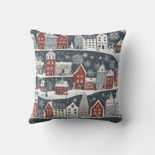 Winter Village Nordic Snow Pattern Cushion