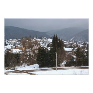 Winter Village Panorama - Rural Landscape Romania Photo Print