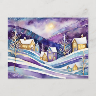winter village postcard