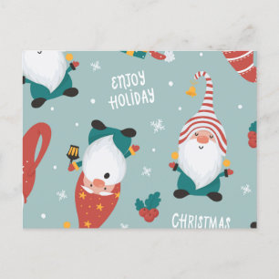 Winter Village Scene Merry Christmas, New Year Holiday Postcard