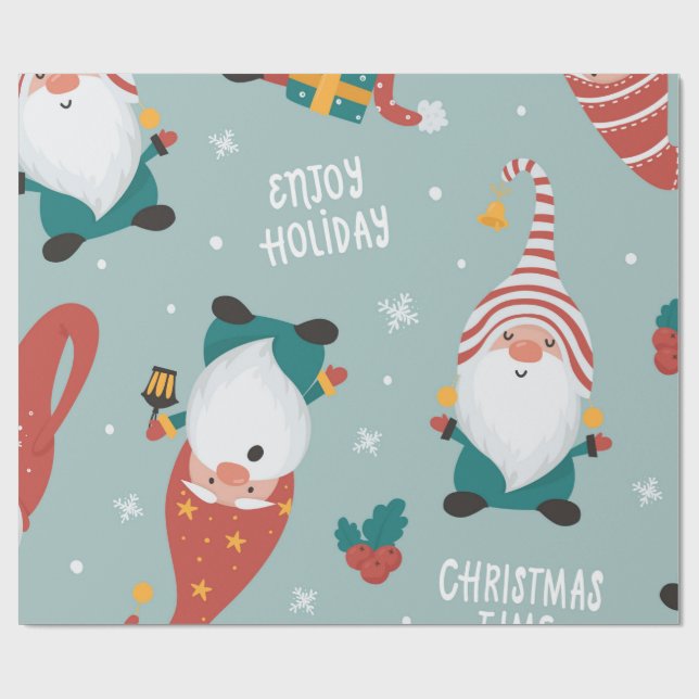 Winter Village Scene Merry Christmas, New Year Wrapping Paper (Flat)