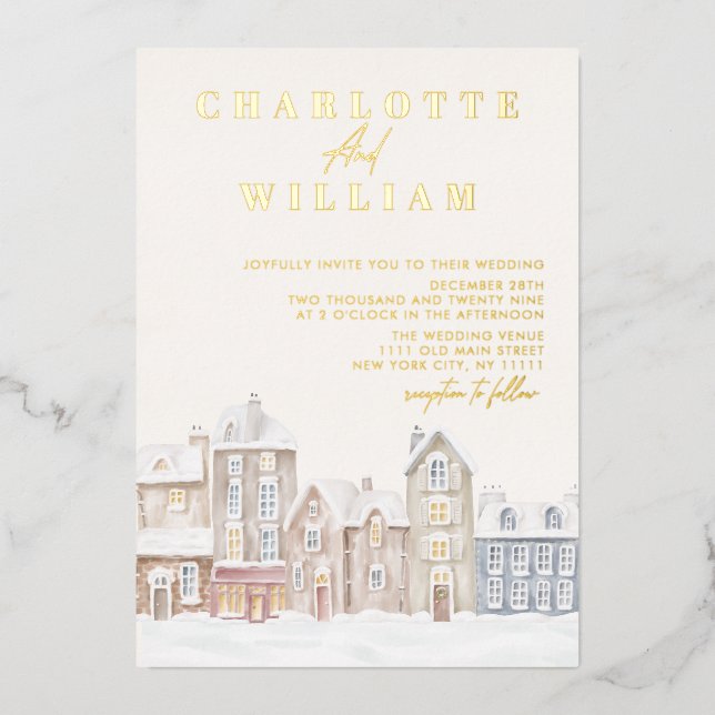 Winter Village Town Christmas Holiday Wedding (Front)