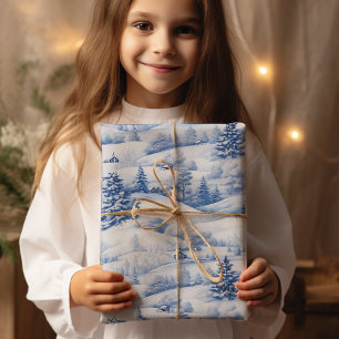 Winter Village Watercolor White Christmas Modern Wrapping Paper