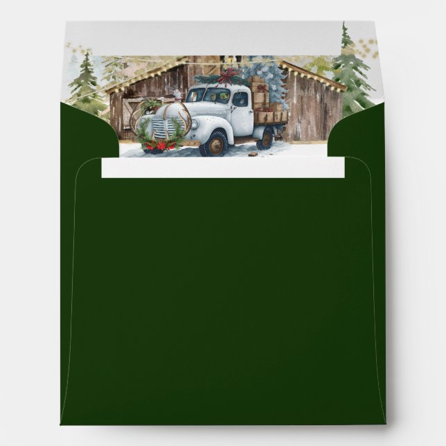 Winter Vintage Christmas Truck Envelope (Back (Bottom))