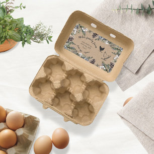 Winter Vintage Greenery Egg Carton Label