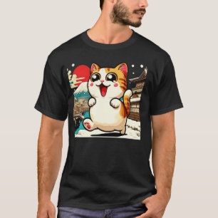 Winter Vintage Kitten Lover Japanese Art Cute Cat T-Shirt