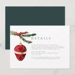 Winter Vintage Watercolor Ornament Details Wedding Enclosure Card