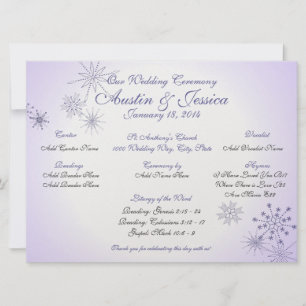 Winter Violet Snowflake Wedding Program Invitation
